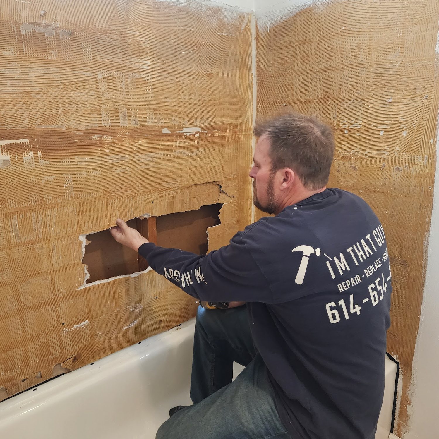 Bathroom wall and surround work in progress